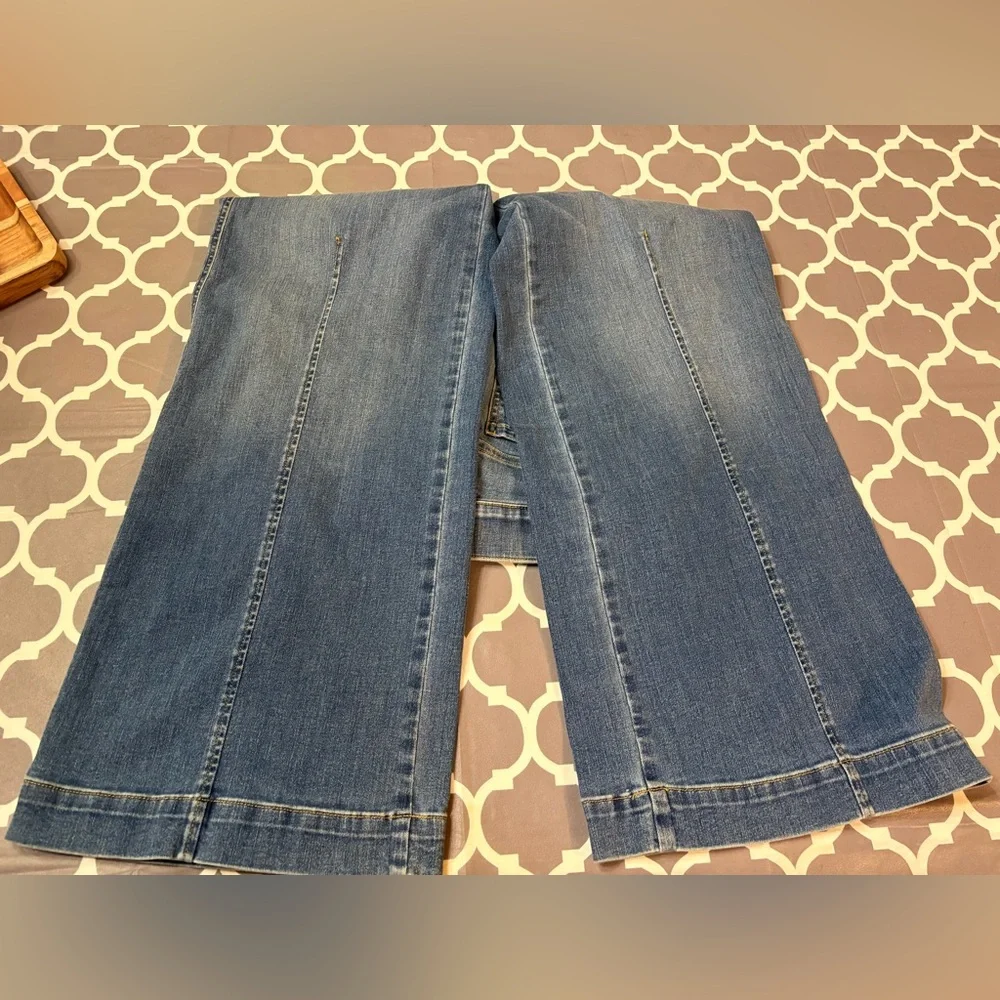 SPANX Seamed Front Wide-Leg Pull On Jeans Petite Medium in Vintage Indigo NWT